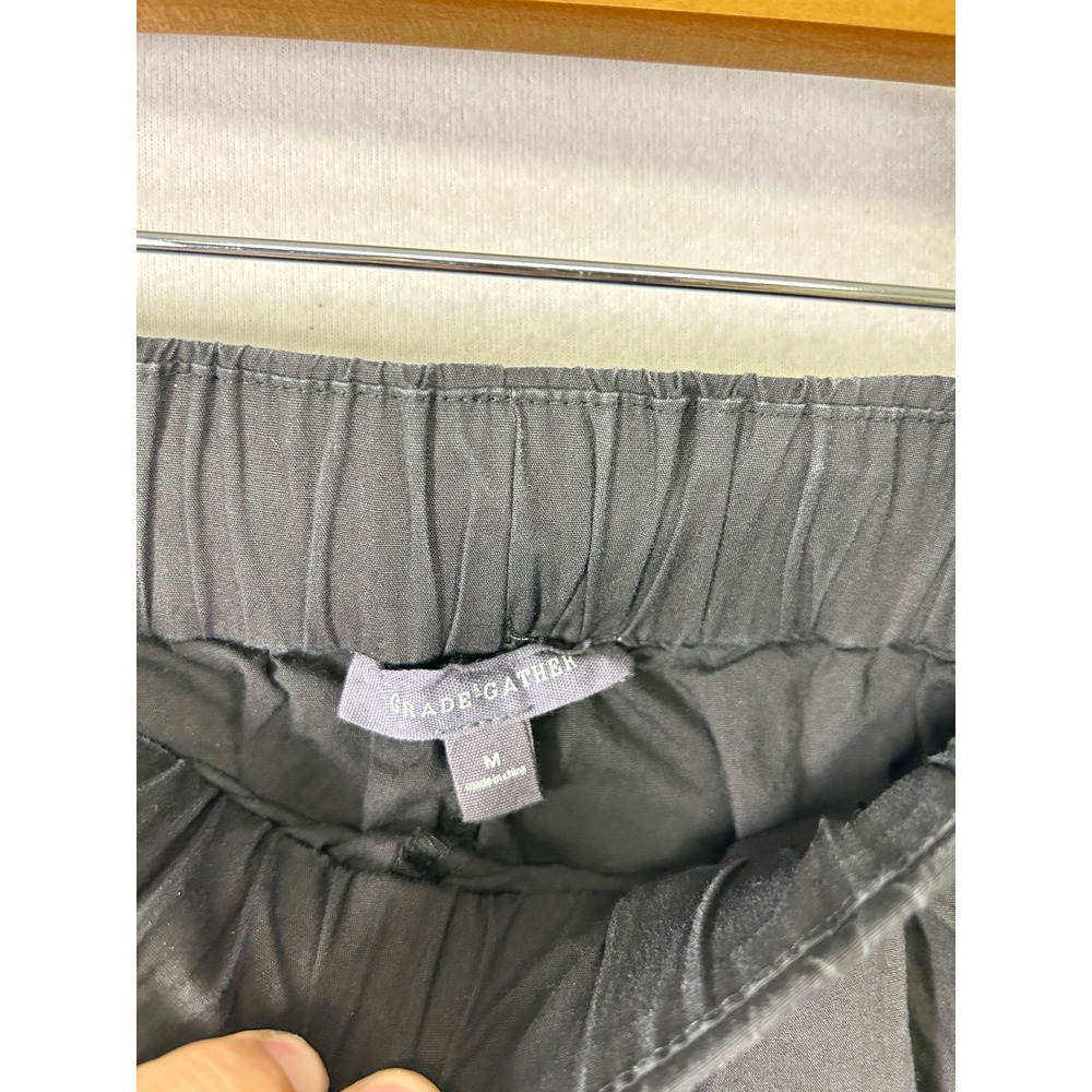 Breathable Minimalist Grade & Gather Women Med Black 100% Cotton Drawstring Pant - Picture 3 of 9